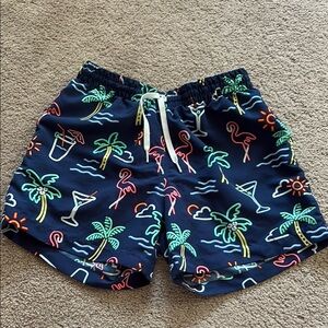Colorful Tropical Print Swim Shorts